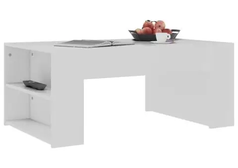 Măsuță de cafea, alb, 100 x 60 x 42 cm, lemn prelucrat - 3/5