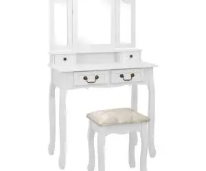 vidaXL Set masă de toaletă cu taburet alb 80x69x141 cm lemn paulownia
