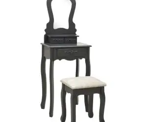 vidaXL Set masă de toaletă cu taburet gri 50x59x136 cm lemn paulownia