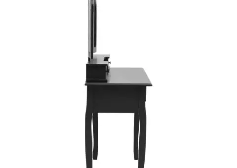 Set masă toaletă cu taburet negru 100x40x146 cm lemn paulownia - 5/5