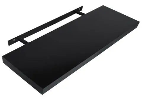 Rafturi de perete suspendate, 2 buc., negru, 120 x 20 x 3,8 cm - 4/5