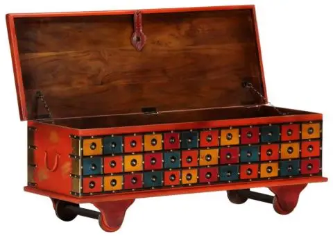 Ladă de depozitare, roșu, 110x40x40 cm, lemn masiv de acacia - 2/5