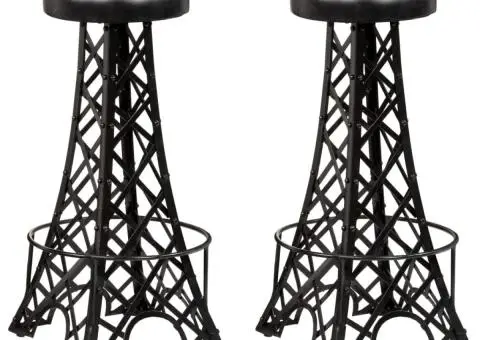 Scaune de bar, 2 buc., piele naturală - 1/5