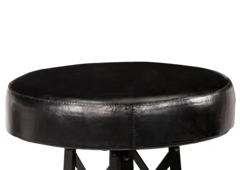 Scaune de bar, 2 buc., piele naturală - 5/5