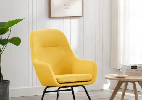 Scaun balansoar, galben muștar, material textil - 1/5