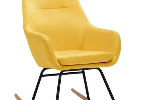 Scaun balansoar, galben muștar, material textil - 2/5