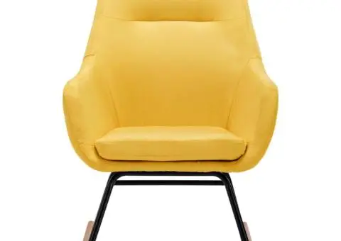 Scaun balansoar, galben muștar, material textil - 3/5