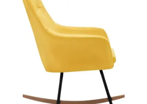 Scaun balansoar, galben muștar, material textil - 4/5