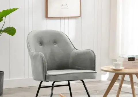 Scaun balansoar, gri, catifea - 1/5