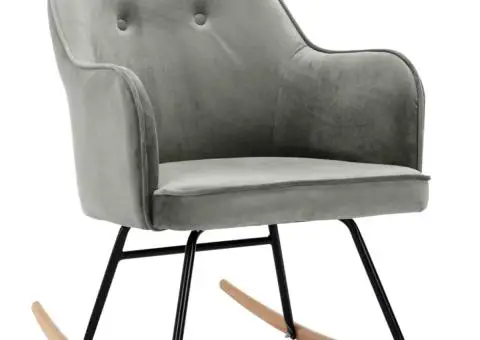 Scaun balansoar, gri, catifea - 2/5