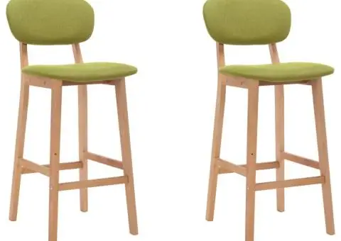 Scaune de bar, 2 buc., verde, material textil - 1/5