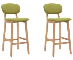vidaXL Scaune de bar, 2 buc., verde, material textil