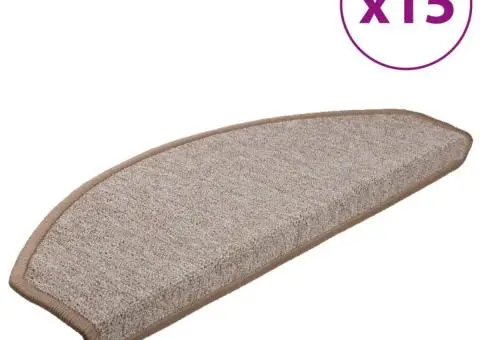 Covorașe pentru trepte scară, 15 buc., maro deschis, 65x24x4 cm - 2/5