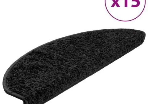 Covorașe pentru trepte scară, 15 buc., negru, 65x21x4 cm - 2/5