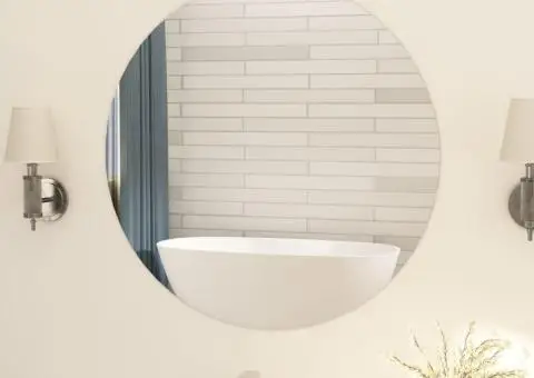 Oglindă fără ramă, 80 cm, sticlă, rotund - 1/5