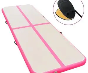 vidaXL Saltea gimnastică gonflabilă cu pompă roz 400x100x10cm PVC