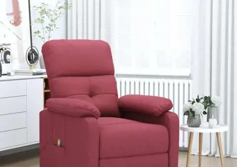 Fotoliu de masaj, roșu vin, material textil - 1/5