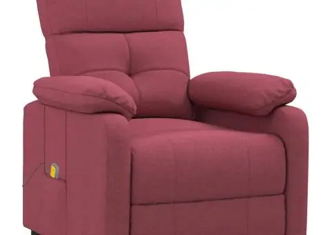 Fotoliu de masaj, roșu vin, material textil - 2/5