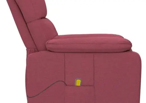 Fotoliu de masaj, roșu vin, material textil - 4/5