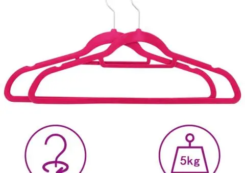 Set de umerașe anti-alunecare, 100 buc., roz, catifea - 3/5