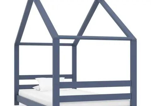 Cadru de pat de copii, gri, 80 x 160 cm, lemn masiv de pin - 1/5