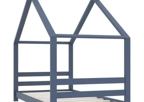 Cadru de pat de copii, gri, 80 x 160 cm, lemn masiv de pin - 2/5