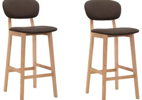 Scaune de bar, 2 buc., maro, material textil - 1/5