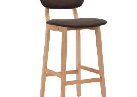 Scaune de bar, 2 buc., maro, material textil - 2/5