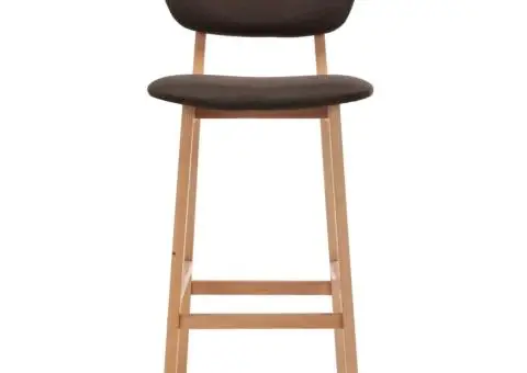 Scaune de bar, 2 buc., maro, material textil - 3/5