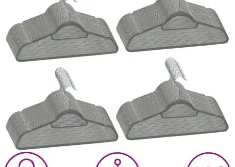 Set de umerașe anti-alunecare, 100 buc., gri, catifea - 1/5