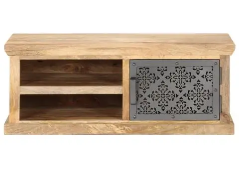 Măsuță cafea cu ușă, 90 x 50 x 35 cm, lemn masiv de mango - 3/5