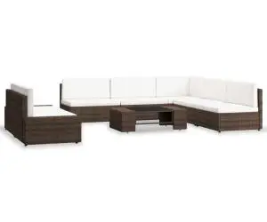 vidaXL Set mobilier de grădină, 7 piese, maro, poliratan