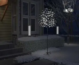 vidaXL Pom Crăciun, 220 LED-uri alb rece, flori de cireș, 220 cm