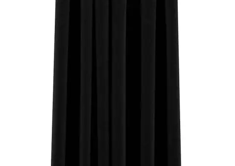 Perdea opacă, aspect pânză, cu ocheți, negru, 290 x 245 cm - 2/5