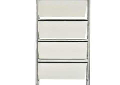 Cărucior de depozitare mobil cu 4 sertare, alb, plastic - 4/5