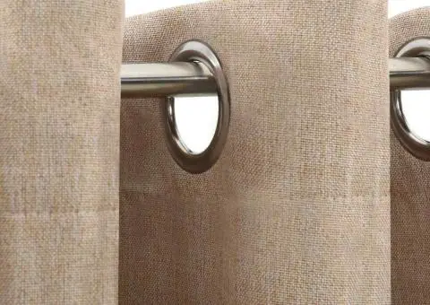 Perdea opacă, aspect pânză, cu ocheți, bej, 290x245 cm - 3/5