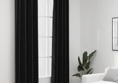 Perdele opace, aspect pânză, 2 buc., antracit, 140 x 245 cm - 1/5