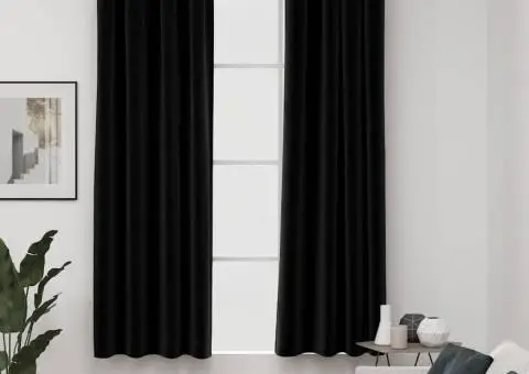 Perdele opace, aspect pânză, 2 buc., antracit, 140 x 175 cm - 1/5