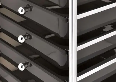 Cărucior de depozitare mobil cu 10 sertare, negru, plastic - 5/5