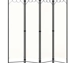 vidaXL Paravan de cameră cu 4 panouri, alb, 160x180cm