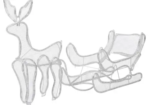 Instalație lumini Crăciun, ren și sanie cu plasă, 432 LED-uri - 3/5