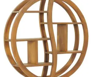 vidaXL Raft de perete Yin Yang, 80 x 17,5 x 80 cm, lemn masiv de tec