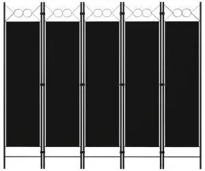vidaXL Paravan de cameră cu 5 panouri, negru, 200 x 180 cm