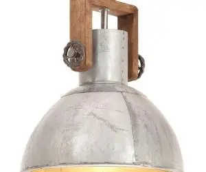vidaXL Lampă suspendată industrială, 25 W, argintiu, rotund, 30 cm E27