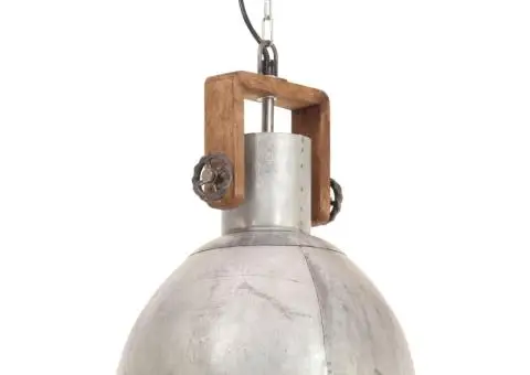 Lampă suspendată industrială, 25 W, argintiu, rotund, 30 cm E27 - 2/5