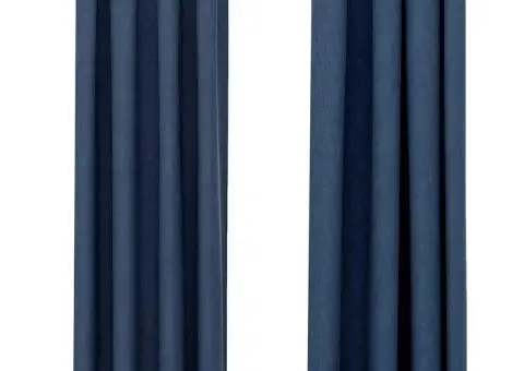 Perdele opace aspect pânză cu ocheți 2 buc. 140x175 cm albastru - 2/5
