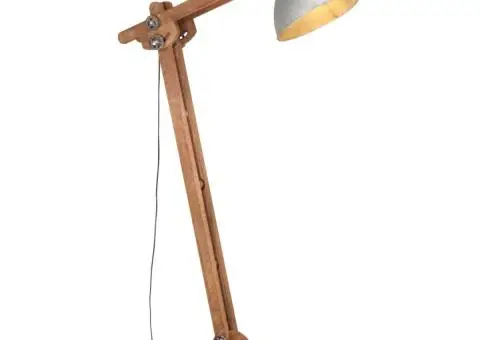 Lampă de podea, argintiu, lemn masiv de mango, E27 - 1/5