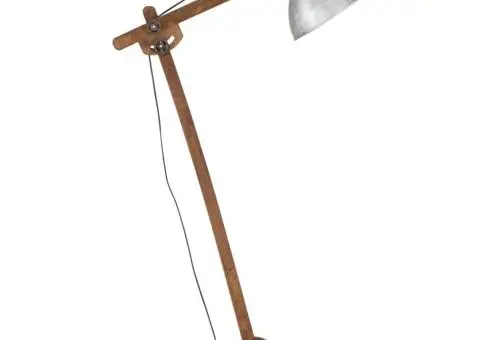 Lampă de podea, argintiu, lemn masiv de mango, E27 - 4/5