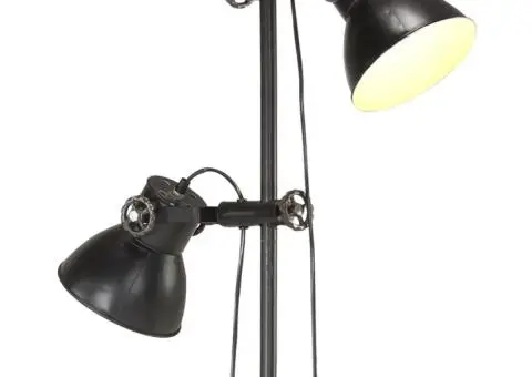 Lampă de podea cu 2 abajururi, negru, E27, fontă - 5/5