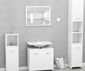 vidaXL Set de mobilier de baie, alb, lemn prelucrat